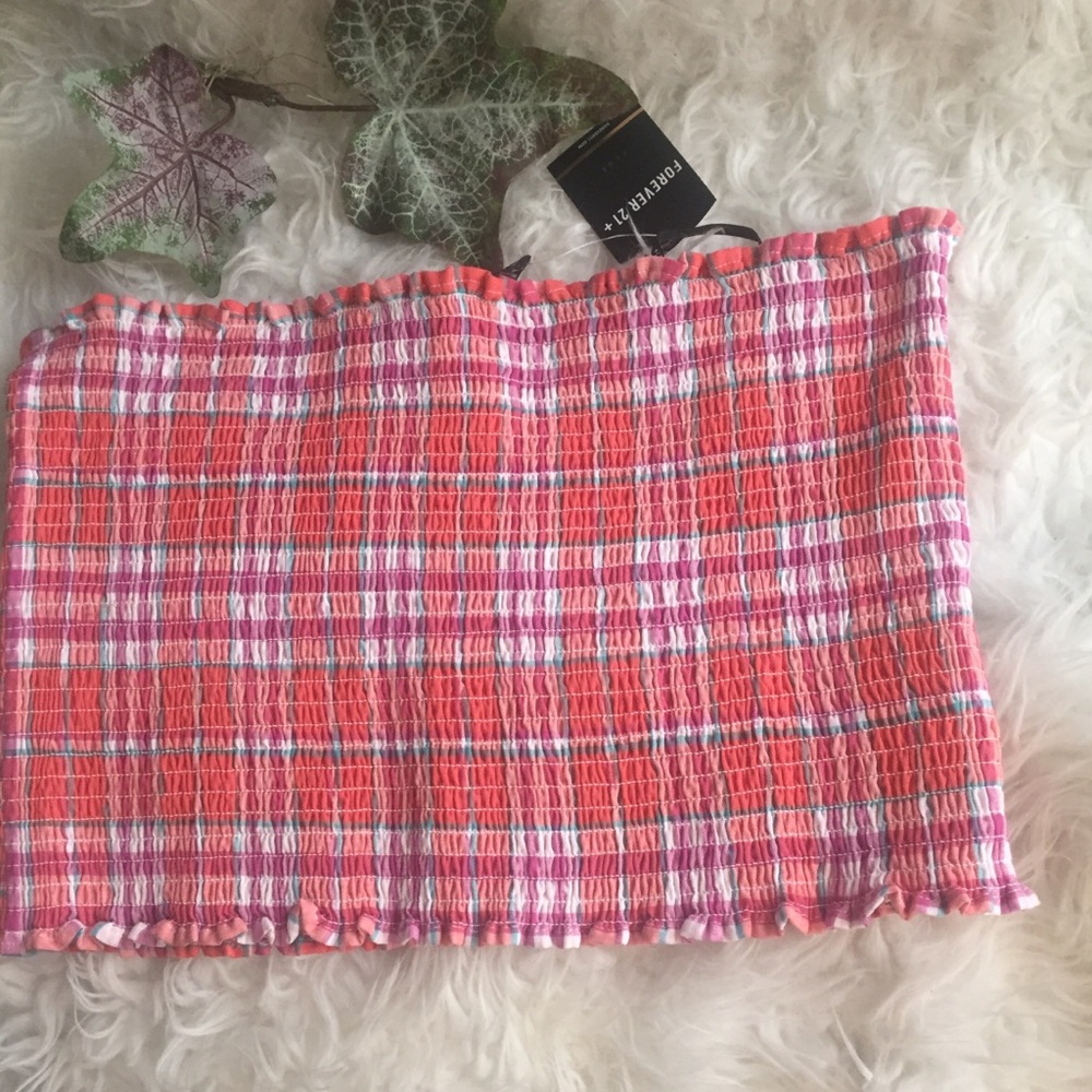 Gingham tube top. Size XL, NWT